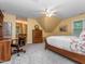 Bedroom with desk and chair featuring hardwood desk and drawers at 5401 Fire Pink Way, Raleigh, NC 27613