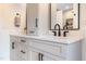 Beautiful bathroom featuring double sinks, a white countertop, and matte black hardware at 6 Beaver Creek Lane Ln, Durham, NC 27703