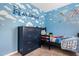 bedroom with blue walls, cloud decals, a single bed, and a dresser at 6 Beaver Creek Lane Ln, Durham, NC 27703