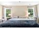 Bright bedroom with two large windows, a ceiling fan, and a decorative pillow at 6 Beaver Creek Lane Ln, Durham, NC 27703