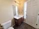 Bathroom featuring a vanity, mirror, and a single window at 650 Ganyard Farm Way # 41, Durham, NC 27703