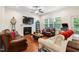 Comfortable living room with hardwood floors, a fireplace, and plenty of seating at 100 Lexington Ave, Zebulon, NC 27597