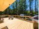 Wooden deck with outdoor dining area and beautiful backyard view at 106 N Lakeside Dr, Smithfield, NC 27577