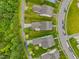 An aerial view displays manicured lawns and tasteful landscaping of homes nestled along a winding street at 1144 Survada Ln, Morrisville, NC 27560