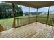 A wood deck overlooks the property and neighborhood at 170 Starry Sky Dr, Benson, NC 27504