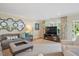 Bright living room featuring a sofa, armchairs, and a TV at 2608 York Rd, Raleigh, NC 27608