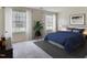Comfortable main bedroom with large windows, neutral decor, and soft carpeting at 2700 Barrington Dr, Raleigh, NC 27610