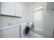 This clean laundry room features a sink, washer, dryer, and a window at 2800 Charleston Oaks Dr, Raleigh, NC 27614