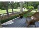 Outdoor patio with relaxing chair and potted flowers overlooking golf course views at 2800 Charleston Oaks Dr, Raleigh, NC 27614