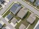 An aerial view of several homes in a residential neighborhood with well-maintained lawns and sidewalks at 2915 Winter Crop Way, Apex, NC 27502