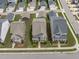 Aerial view of the neighborhood with nicely landscaped yards and neutral-colored houses at 2915 Winter Crop Way, Apex, NC 27502