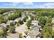 Aerial view of a charming neighborhood showcasing lush trees and well-maintained lawns at 309 Larkhaven Pl, Apex, NC 27539