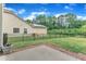Backyard patio features a brick border, a concrete pad, and a partial view of the house at 3449 S Beaver Ln, Raleigh, NC 27604