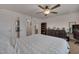 Bright bedroom with a neutral color scheme, ceiling fan and a connecting door to another room at 40 Bourne Dr, Franklinton, NC 27525