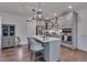Stylish kitchen showcases an island with seating, pendant lighting, and stainless steel appliances at 40 Bourne Dr, Franklinton, NC 27525