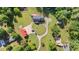 Aerial image of the property, featuring a circular driveway and a spacious backyard with mature trees at 4024 Rural Retreat Rd, Burlington, NC 27215