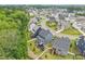 A neighborhood aerial showcasing charming homes with manicured lawns and tree-lined streets in a Gathering-friendly community at 421 Gilpin Way, Cary, NC 27519