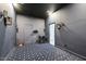 Finished basement theater room with speakers, blue carpet, and recessed lighting at 421 Gilpin Way, Cary, NC 27519