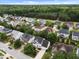 An aerial view of a leafy suburban neighborhood reveals many well-kept homes at 5942 Big Nance Dr, Raleigh, NC 27616