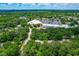 Wide aerial view of a community surrounded by lush trees and the cityscape beyond at 6104 New Market Way, Raleigh, NC 27609
