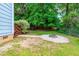 Spacious backyard with a firepit and lush landscaping, perfect for outdoor gatherings at 6104 New Market Way, Raleigh, NC 27609