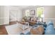 Inviting living room with natural light, neutral paint, and hardwood floors offering a comfortable gathering space at 6104 New Market Way, Raleigh, NC 27609