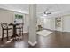 Finished basement area with hardwood floors, a small dining area, and a cozy seating area at 821 Stoneybrook Dr, Sanford, NC 27330