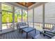 Inviting screened porch with comfortable seating and natural light, perfect for relaxation and enjoying outdoor views at 911 Canterbury Rd, Raleigh, NC 27607