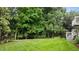 Large backyard with mature trees and grass at 13121 Sargas St, Raleigh, NC 27614