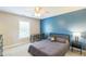 Bedroom with blue accent wall, desk and good natural light at 30155 Pharr, Chapel Hill, NC 27517