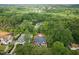 An aerial perspective highlights a home amid a tranquil neighborhood, lush greenery, and a serene residential atmosphere at 5013 Coronado, Raleigh, NC 27609