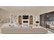 Open-concept living room with built-in shelving, fireplace, and a view of the kitchen at 5013 Coronado, Raleigh, NC 27609
