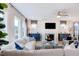 Stylish living room featuring a fireplace, comfortable seating, and natural light through large windows at 673 Sun Meadow Dr, Wake Forest, NC 27587