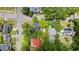 Birds eye view of a neighborhood with large trees and well-maintained houses at 830 S Chestnut St, Henderson, NC 27536