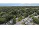 Aerial view of a neighborhood surrounded by lush greenery and mature trees at 830 S Chestnut St, Henderson, NC 27536