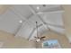 Detailed vaulted ceiling with white beams, recessed lighting, and a ceiling fan at 105 Somerley Dr, Garner, NC 27529