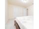 This bedroom has neutral colored walls, carpeted floors, and 2 doors with satin nickel hardware at 110 Elmsford St, Durham, NC 27707