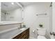Bathroom with modern vanity, framed mirror, toilet and decorative fixtures at 1420 Seabrook Ave, Cary, NC 27511