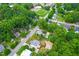 Scenic aerial view showcasing the neighborhood's lush greenery and proximity to a local school and community park at 18 W Academy St, Wendell, NC 27591
