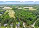 Expansive aerial view of the property, showcasing lush greenery, nearby homes, and neighborhood at 1817 Foxbrook Dr, Raleigh, NC 27603
