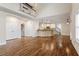 Spacious living room featuring hardwood floors and an open floor plan at 1817 Foxbrook Dr, Raleigh, NC 27603