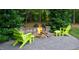 Cozy fire pit area with chairs, perfect for outdoor gatherings in a private setting at 201 Margaret Mann Way, Pittsboro, NC 27312