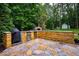 Outdoor kitchen featuring a wood-fired pizza oven and built-in grill at 201 Margaret Mann Way, Pittsboro, NC 27312