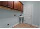 Convenient laundry room featuring upper cabinets and a pedestal sink at 2208 Wimberly Woods Dr, Sanford, NC 27330
