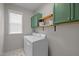 Laundry room featuring a washing machine and dryer with green cabinets above at 2412 Colony Woods Dr, Apex, NC 27523