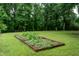 Backyard garden area featuring a wood border with plants and foliage at 2532 Rolling Meadows Dr, Raleigh, NC 27603