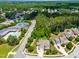 Community aerial view with a swimming pool, tennis court, lush landscaping, and charming homes, creating a vibrant neighborhood at 2538 Tuffeto, Apex, NC 27502