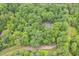 An aerial view shows a house embraced by green trees, offering a secluded atmosphere at 2606 Sherbrooke Dr, Durham, NC 27712