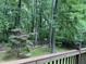 Beautifully landscaped backyard with lovely Japanese Maple tree and wooded background at 306 Fincastle Dr, Cary, NC 27513
