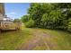 Backyard features a wooden deck and a large grassy area surrounded by trees at 325 Martin Luther King Jr Blvd, Raleigh, NC 27601